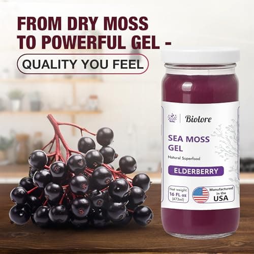 Biolore Wildcrafted Sea Moss Gel - Elderberry 16 oz - Flavored Sea Moss Gel with Essential Vitamins & Trace Minerals - Vegan Superfood - Made in USA, Gluten-Free, No Added Sugar - Thumbnail 4
