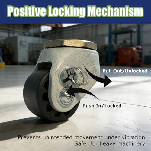 LSWhee 2 Inch Leveling Casters Set of 4, 4000 LBS Heavy Duty Low Profile Threaded Stem Casters, Nylon Wheels for Workbench & Equipment, M12 x 35mm, Hammered Gray - Thumbnail 3