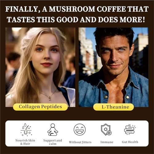 Pablo Blue Instant Mushroom Coffee & Collagen Coffee with 10 Organic Mushrooms – Lion’s Mane, Chaga, Reishi, L-Theanine in Mushroom Instant Coffee for Focus, Skin, Gut Health & Immunity, 30 Serv. - Thumbnail 3