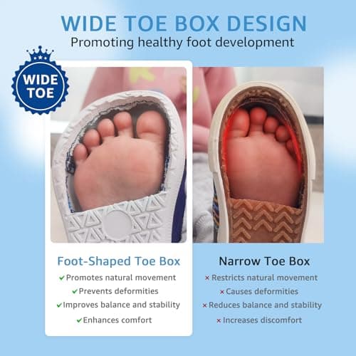 STQ KIDS Toddler Shoes Boys Wide Toe Box Barefoot Shoes Lightweight Girls Sneakers Zero Drop Preschool Kids First Walking Running Tennis Shoe Daycare School Blue Toddler Size 5 - Thumbnail 4