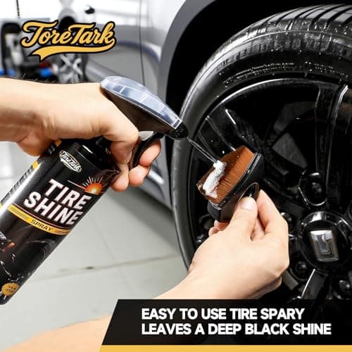 toretark Ceramic Tire Shine Spray — High-Gloss Wet Look Tire Coating with Ultra-Dense Nylon Brush Applicator, UV Protection, Long-Lasting Shine for Car Truck RV Motorcycle (16 Fl Oz) - Thumbnail 6