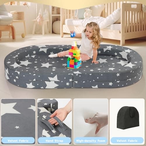 Winzoo Toddler Travel Bed Portable with Washable Cover, Soft Foam Foldable Floor Bed for Kids 1–3yr, No Assembly - Thumbnail 5