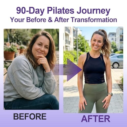 ElaraFit Home Pilates Ring and Ball Set for Women with 5 Resistance Bands 13 inch Magic Circle Workout Starter Kit for Beginners Full Body Toning 15 Min Daily Routine,Purple Mix - Thumbnail 3