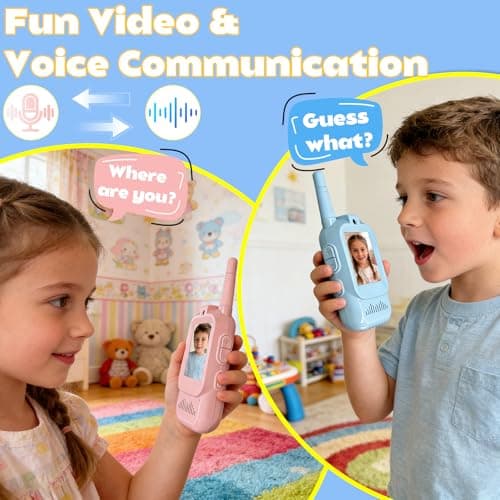 Video Walkie Talkies Gift Toys for Age 3-12 Boys Girls，Kids Walkie Talkie with Screen，Voice Changer and 1000 Feet Long Range 2 Pack Rechargeable Walkie-Talkie for Indoor Play, Camping, Hiking, Game - Thumbnail 6