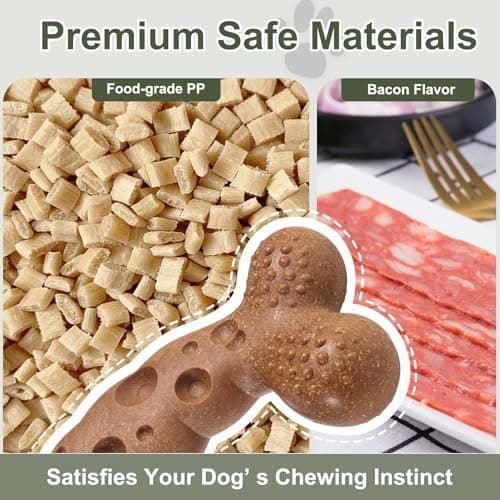 JoviQ Dog Bone Toy for Aggressive Chewers Tough Dog Chew Toys for Samll Breed to Keep Them Busy (Small-Under 20LBS, Bacon) - Thumbnail 3