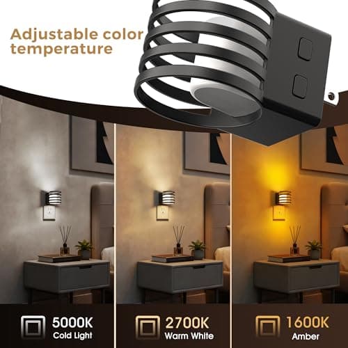 L LOHAS LED Night Light, 2 Pack 3CCT Night Lights Plug into Wall, Amber/3000K/5000K Adjustable Color Temperature Night-Lights, Dimmable Nightlight with Dusk to Dawn Sensor for Bedroom Hallway Bathroom - Thumbnail 4