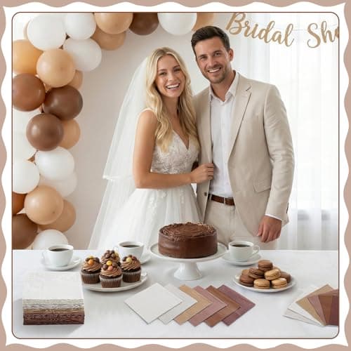 NatNarr 120 Pcs Brown Napkins, 6 Color Brown Cocktail Napkins Disposable Square Dessert Beverage Napkin Small Paper Napkin for Bridal Baby Shower, Wedding, Birthday, 5inch - Thumbnail 5