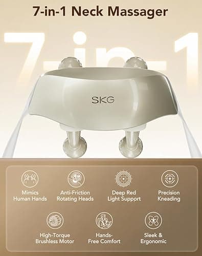 SKG H7 Ultra FSA Eligible Cordless Neck Massager for Pain Relief Deep Tissue, Shiatsu Shoulder Massager with Heat, Massage Tools for Trapezius, Lymphatic Drainage, Relaxation Therapy, HSA Items - Thumbnail 2