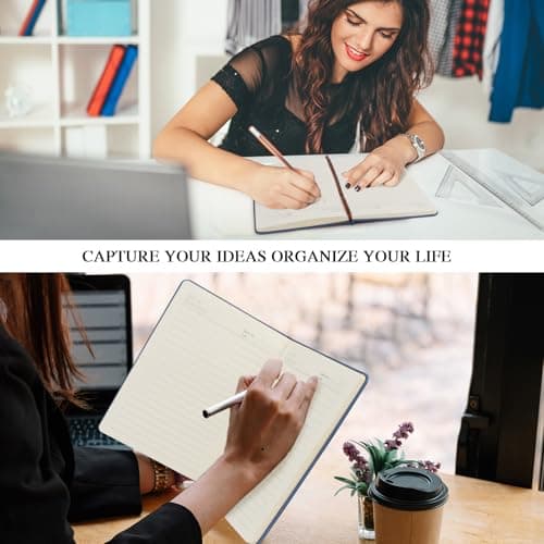 QDWXDEL Music Gift,A5 Hardcover Leather Journal for Women - 200 Pages Premium Paper Notebook,Journal Notebook for School, Work (Music Blue) - Thumbnail 5