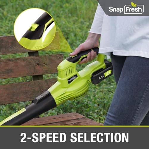 SnapFresh 20V Leaf Blower, Leaf Blower Cordless with 2.0Ah Battery & Fast Charger, 2.7lbs Lightweight Electric Leaf Blower, 2 Speed Modes for Lawn, Patio, Yard & Sidewalk Care - Thumbnail 6