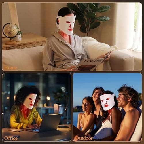 MEGELIN 7 Colors Led Light Therapy Facial Mask, Face Light Therapy Mask for Face, Reduce Wrinkles Smooth Skin, Infrared Light Skin Rejuvenation(White) - Thumbnail 6