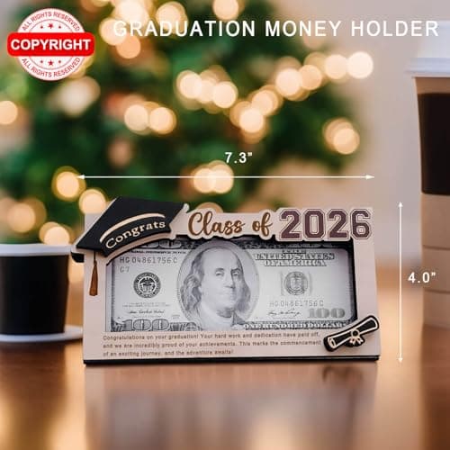 Graduation Gifts 2026 Money Holder, Wooden Graduation Money Cash Envelope Box for Class of 2026 Senior College University Graduates Holiday Christmas Gifts - Thumbnail 3