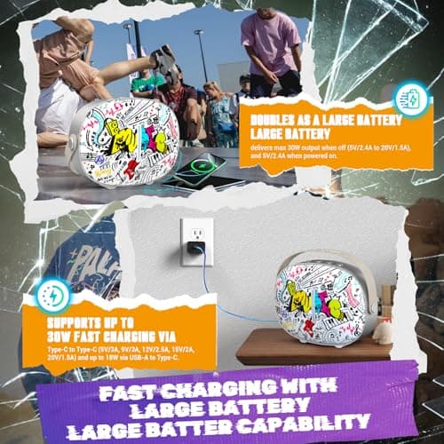 W-KING Speakers Bluetooth Wireless 96W Peak Loud Portable Speaker with Bass, BT5.4, Fast Charge, USB Playback, Large Personalized Speakers for Work, Outdoor, Workshop, Garage, Party Boombox Speaker - Thumbnail 6