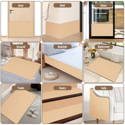 Cat Scratch Mat for Couch, Wall & Cat Tree - 78.7" Trimmable Self-Adhesive Cat Scratcher, Cat Scratch Furniture Protector, Felt Alternative to Sisal, DIY Cat Tower Replacement, 2 Pack(Khaki) - Thumbnail 5