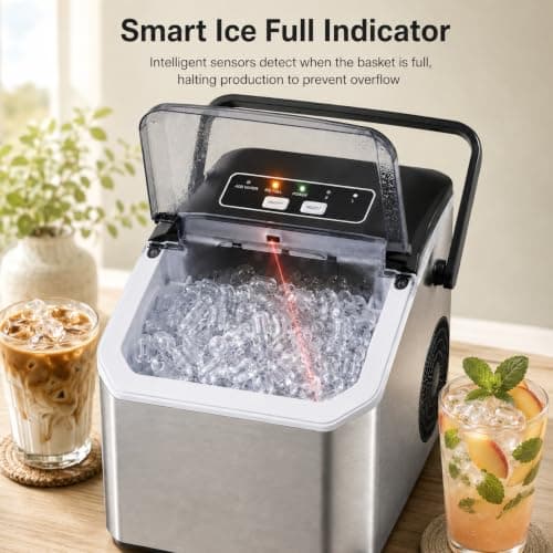ELECVIVA Clear Bullet Ice Maker Countertop, 26Lbs/24H, 9 Cubes in 6 Min - Thumbnail 4