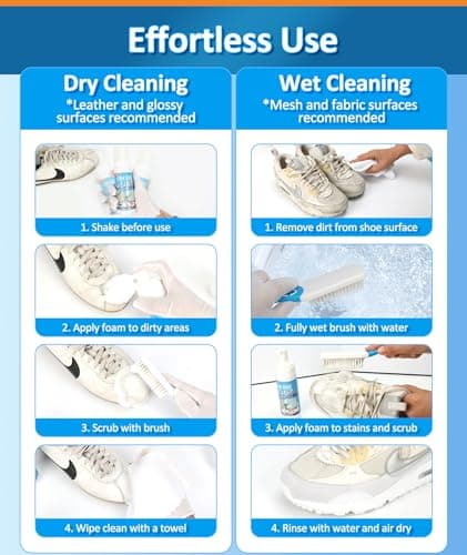 Nanoxa Shoe Cleaner, 6.76 oz Sneaker Cleaner with Brush & Towel, Foam Shoe Cleaning Kit Removes Dirt and Stains for White Shoes, Leather, Boots, Canvas, Fabric Shoes and More - Thumbnail 6