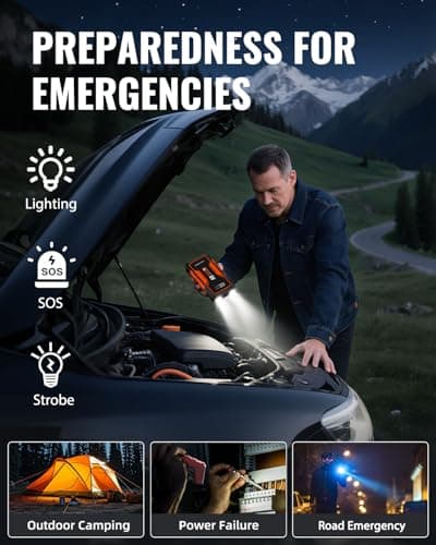 Jump Starter 4000A, VACASSO A9 Battery Jumper Starter Portable (7L Gas/4L Diesel), 12V Car Battery Booster Jump Starters Pack, Jumpstart with USB Ports, Jumper Cables, LED Light, Storage Case - Thumbnail 4