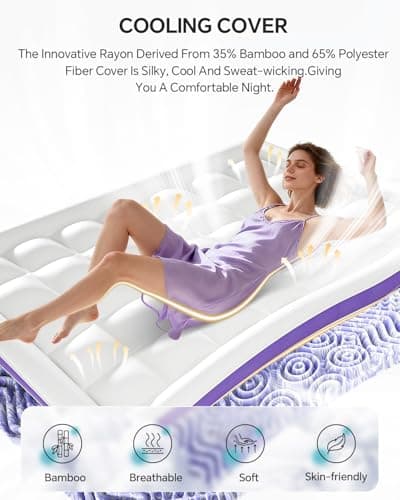 ChiXpace Dual Layer 4 Inch Memory Foam Mattress Topper King - 2 Inch Gel Memory Foam and 2 Inch Pillow Top Mattress Pad, 7-Zone Egg Crate King Size Mattress Topper(White) - Thumbnail 2