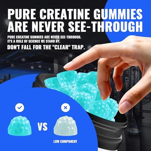 Natures Aid Creatine Monohydrate Gummies (5g) – Pre-Workout Energy & Muscle Growth Support for Men & Women | Blueberry Electrolyte Gummies (135 Count) - Thumbnail 4