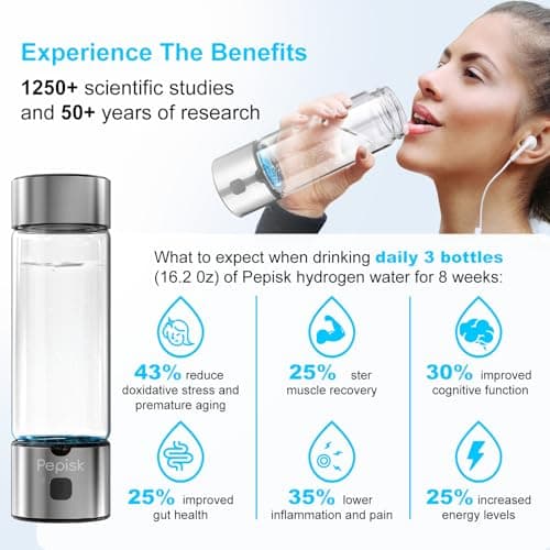 Hydrogen Water Generator Bottles, Hydrogenated Water Bottle with SPE PEM Technology, 460ml(16OZ) Hydrogen Water Bottle Generator for Home, Office, and Travel-Certified H2 Generator-Gift Box - Thumbnail 3