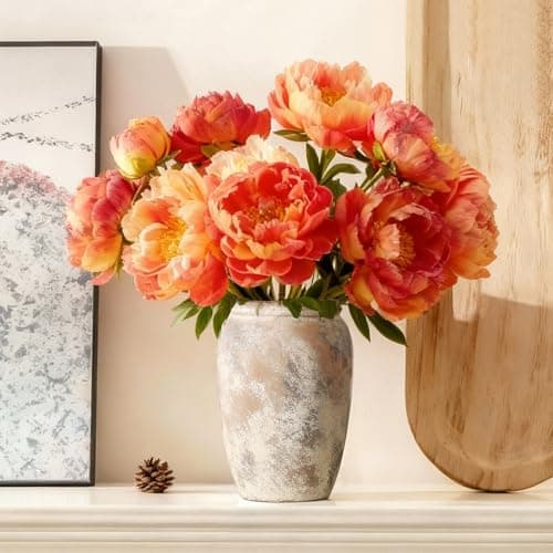 Rustic Ceramic Vase, 8.2 Inch Terracotta Rustic Vase, Farmhouse Decorative Vase Boho Decor, Christmas Decorative Vintage Flower Vase Home Decor, Living Room, Entryway, Holiday Wedding New Year Gifts - Thumbnail 6