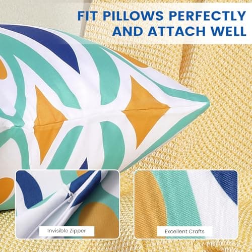 coclothy Outdoor Pillow Covers - 4 Pack Outdoor Pillow Covers 20x12 Waterproof PillowCovers for Patio Furniture Decorative Pillowcases Blue - 20" x 12" - Thumbnail 2