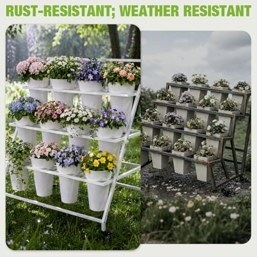 Qidejoy Flower Bar Display Stand with 12 Buckets & Wheels, Bouquet Bar - Thumbnail 5