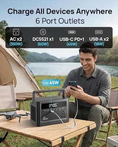 2026 Portable Power Station 700W Surge, 230.4Wh LiFePO4 (LFP) Battery, Power Bank 110V/ 350W Pure Sine Wave AC Outlet, Solar Generator Fast Charging for Camping, Emergency, Laptop, RV, Off-Grid Living - Thumbnail 3