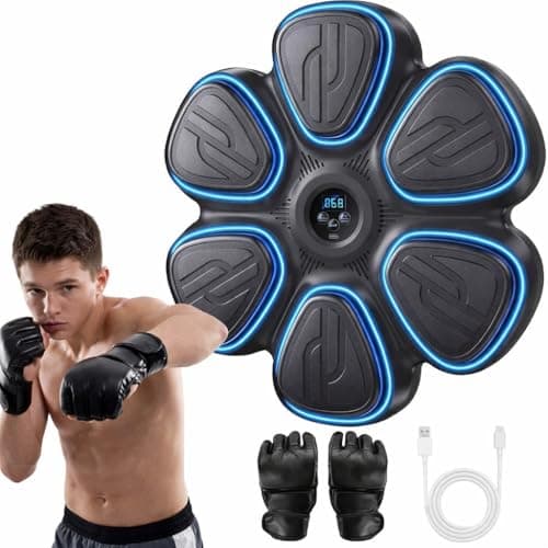 Music Boxing Machine for Kids, Wall Mounted Punching Target with LED Lights & Boxing Gloves, Boys Gifts Age 3-16, Fun Fitness Equipment Birthday Gifts for Teen Boys, Indoor Home,Office,Gym Active Play - Image 1