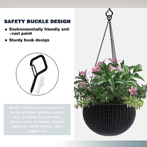 Ticway 20 PCS Q-Hanger Hooks for String Lights, Ceiling Hooks for Hanging Plants, Wind Chimes, Bird Feeders, Lanterns, Christmas Decorations (Square Hanger) Black - Thumbnail 6