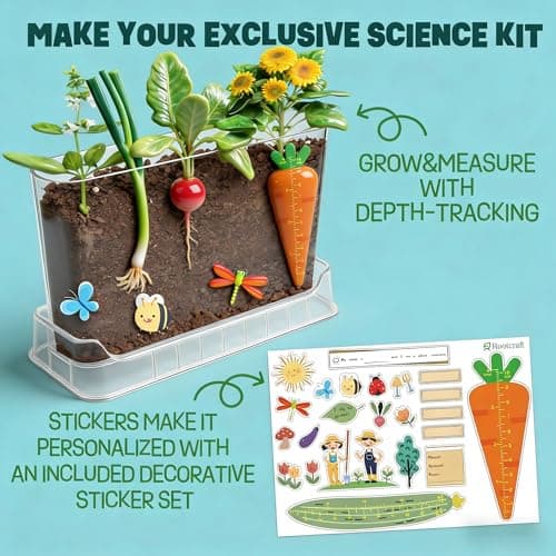 Root Viewer Kit for Kids - Science STEM Toys with Fun Stickers & Storybook, Craft Planting Kits for Ages 4-12, Birthday Gifts for Girls & Boys 4 5 6 7 8 9 10 Year Old(A Size) - Thumbnail 4