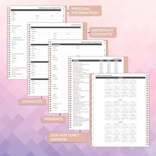 2026-2027 Monthly Planner - Monthly Planner 2026-2027, Jul. 2026 - Jun. 2027, 9" x 11", 12-Month Planner, Tabs & Pocket, Twin-Wire Binding - Rosy Pink - Thumbnail 4