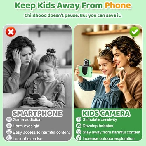 Makolle Kids Camera, Birthday Gifts for Boys and Girls Age 3-8, Green - Thumbnail 2