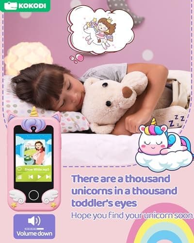 KOKODI Kids Smart Phone, Touchscreen HD Dual Camera Cell Phone for Kids, Christmas Birthday Gifts Dinosaur Child Play Phone for Girls 3-10, Travel Toy Preschool Learning Education Toy - Thumbnail 2