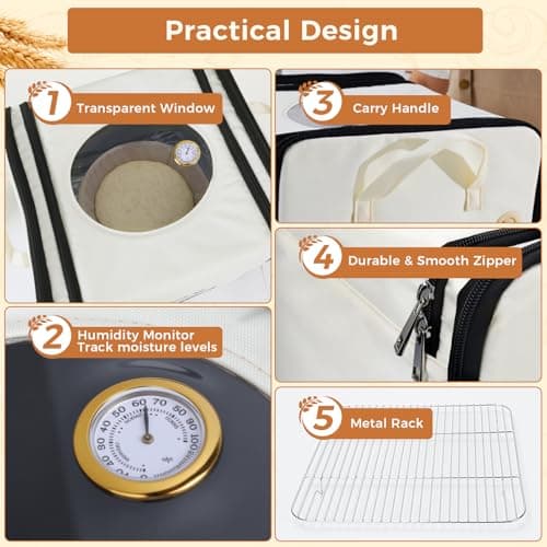 Homelove Bread Proofing Box with 65-125℉ Temp Control & 25-Timer, Folding Dough Proofer with Metal Rack & Humidity Meter, Sourdough Starter Warmer for Sourdough, Bread Baking, Pizza, Yogurt, Kombucha - Thumbnail 4