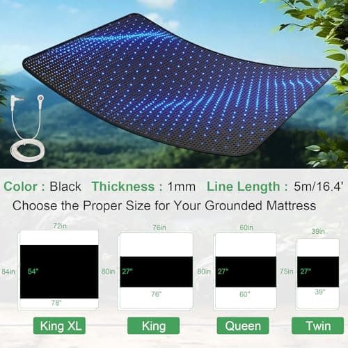 Grounding Mattress Pad with Cord,Grounding Mat for Bed, Grounding Sheets (King, 76"x27") - Thumbnail 6