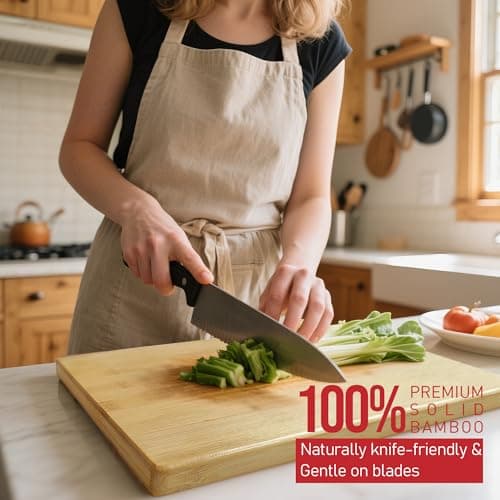 Homish Bamboo Cutting Board for Kitchen - Wood Chopping & Charcuterie Board | Made with Moso Bamboo - Double Sided Pre Oiled (13.2" x 9.8" / 33.5 x 25 cm) - Thumbnail 5