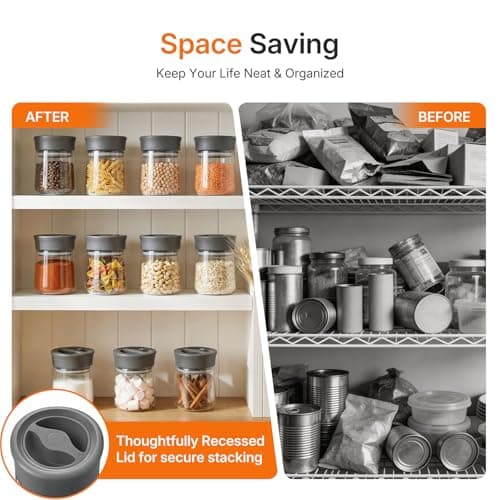 NUZEAK Airtight Coffee Bean Storage Container with Silicone Ring, Twist Seal Glass Storage Jars with lids, 500ml/17oz Wide Mouth Food Jars & Canisters for Coffee Grounds, Creamer, Candy, Flour Sugar - Thumbnail 4