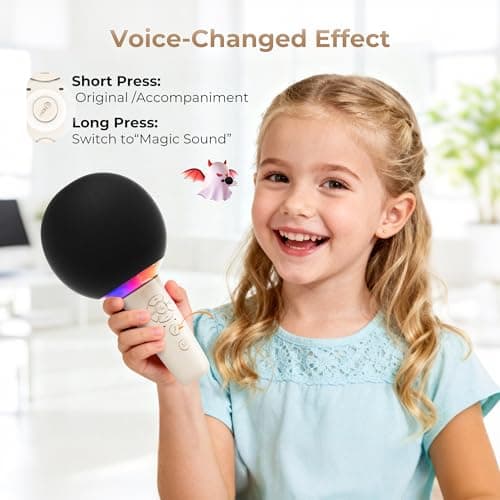 Hotwill Wireless Kids Karaoke Microphone Karaoke Mic Speaker with LED Light - Thumbnail 2
