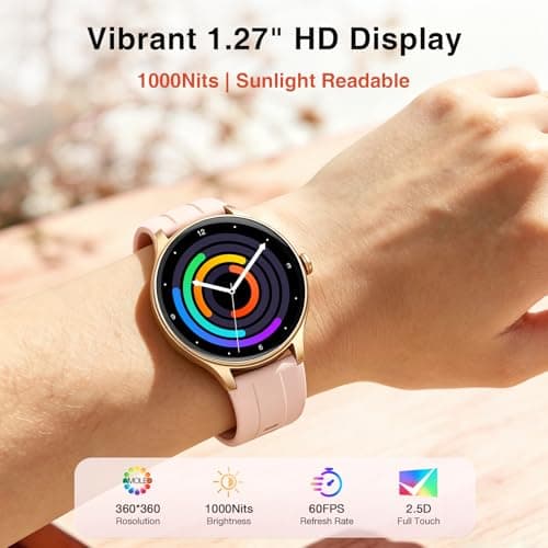 Fitpolo Smart Watch for Women Android iPhone, 1.27'' HD Fitness Tracker with Bluetooth Call & Answer, IP68 Waterproof, Heart Rate/SpO2/Sleep Monitor, Built-in AI Voice, 105+ Sports Modes (Pink) - Thumbnail 2