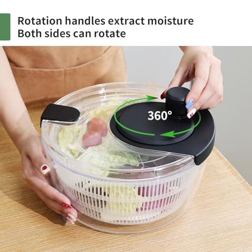 Salad Spinner Large, Fruit Washing Bowl with Strainer, Quick and Easy Use Lettuce Spinner, Fruits and Vegetables Washer, Lettuce Salad Dryer, Kitchen Essentials (4L/4.23Qt) - Thumbnail 4