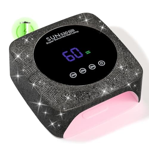CHRISTINE SHELLY UV Nail Lamp 96W Rechargeable Gel Curing Lamp, Cordless Nail Dryer Gel Polish Light with Large LCD Display, with 3 Timer Setting Auto Sensor for Salon and Home (Black Diamond) - Image 1