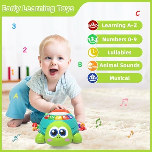 Hanayo Baby Toys 6 to 12 Months，Musical Turtle Crawling Girl Toys for 12-18 Months,Infant Early Learning Educational Toy,Girl & Boy Gift Essentials for Newborn 7 8 9 11+ Months 1-2 Year Old(Green) - Thumbnail 5