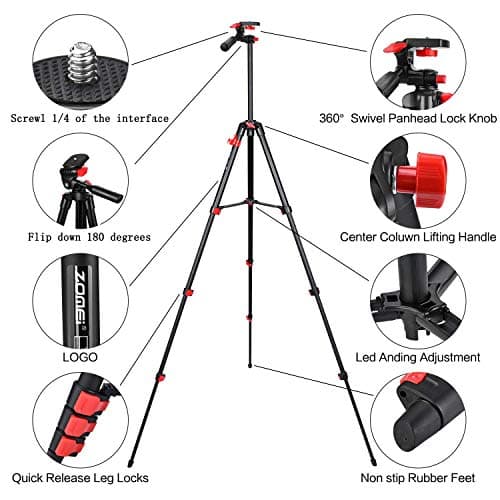 teefeet Tablet Tripod 53 inch Aluminum Tablet & Phone Tripod for iPad Pro/iPhone, Lightweight Travel Stand with Wireless Remote & Bag(Red) - Thumbnail 6