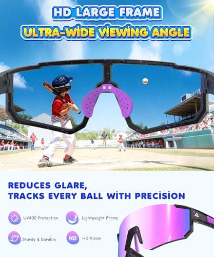 KALIYADI Kids-Sunglasses Toddler-Sunglasses Boys-Girls Youth-Sport-Sun-Glasses: Baseball Running UV400 Protection Age 6-14 - Thumbnail 3