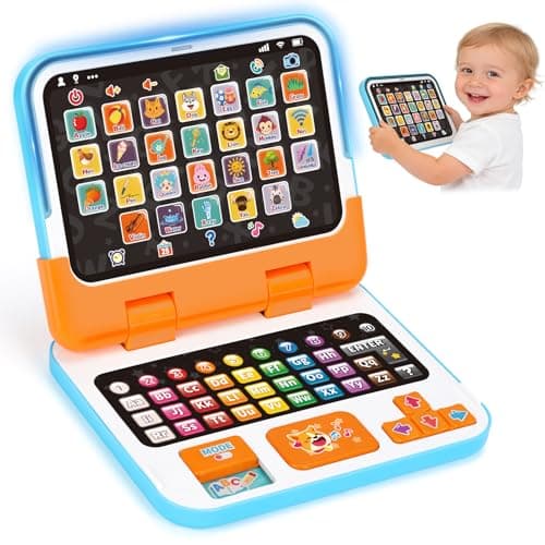 Learning Toy for 1 2 3 Years Old Boys Girls, Learning Laptop Toys for Toddlers Ages 2-4 with Music & Sound, 2-in-1 Early Educational Laptop with a Detachable Tablet, Gifts for Age 12-18 Months - Image 1