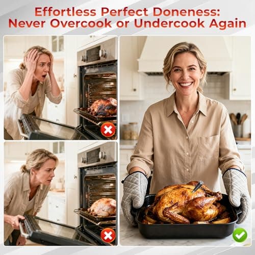 LNN Smart Bluetooth Wireless Meat Thermometer with Probe | Long Range Digital Thermometer for BBQ, Grill, Oven & Smoker | Waterproof, Real-Time Monitoring | for Steak, Chicken, Turkey, Kitchen - Thumbnail 3