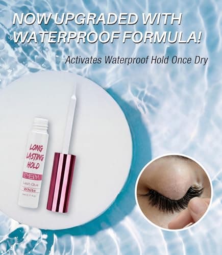 EMEDA 5 Day Strong Hold Eyelash Glue, Hypoallergenic Waterproof Lash Adhesive for Strip Lashes & Clusters, Quick Dry Gentle Formula, Long Lasting Lash Glue with Precision Brush Applicator (White) - Thumbnail 3