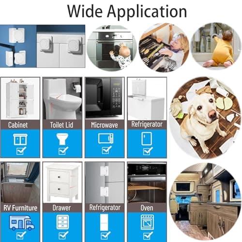 Bstsilver Corner & Flat Drawer Locks Baby Proofing, Refrigerator Lock Child Safety for Filing Cabinets Door Edges Oven Cupboard Kitchen Room, Fridge Latches Petproof for Toddler Cat, Upgarde Adhesive - Thumbnail 3