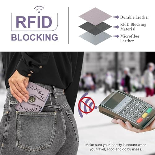 Tipmile Small Wallet for Women Bifold RFID Blocking Card Holder Leather Wallets with Zipper Coin Pocket - Thumbnail 3